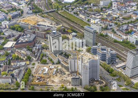 Luftaufnahme, Abriss des Ypsilon-Hauses des RWE-Hauptsitzes Essen in der Huyssenallee, geplanter Neubau für Bürocampus, Suedviertel, Essen Stockfoto