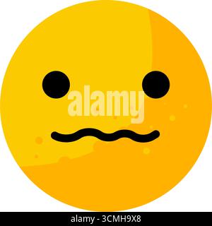 Verwirrtes Emoji-Gesicht mit welligen Lippen - Vektorsymbol Stock Vektor