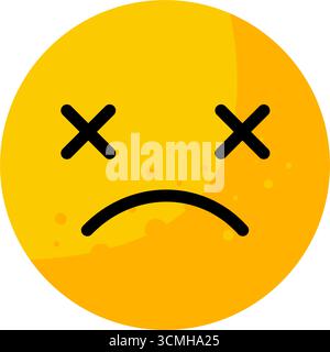 Dead Face Emoticon mit Kreuzaugen und Stirnrunzeln - Vektor-Symbol Stock Vektor