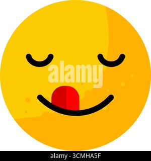 Köstliches Gesichts-Emoticon mit Zunge lecken Lippen - Vektor-Symbol Stock Vektor
