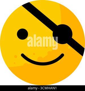 Lächelndes Piratengesicht-Emoticon mit Augenklappe Stock Vektor