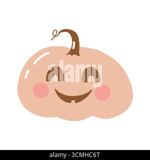 Niedlicher Kürbischarakter. Frohe Halloween, lächelnder Kürbis. Handgezeichnete Vektorgrafik. Ideal für Karten, Poster, Einladungen. Vektor-Baby-Illustration Stock Vektor