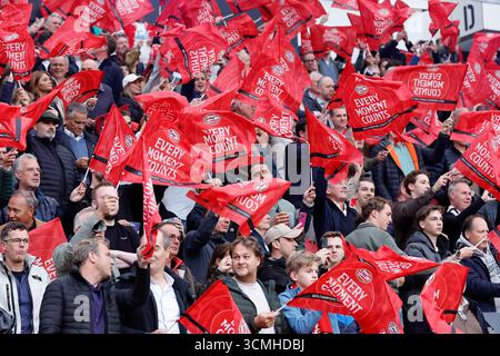 Eindhoven, Niederlande. September 2025. EINDHOVEN, 16.09.2025, Philips Stadium, Saison 2025/2026, Fußball der UEFA Champions League, Ligasaison, Spiel zwischen PSV und Union SG, Foto zeigt Fans von PSV Credit: Pro Shots/Alamy Live News Stockfoto