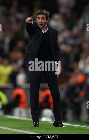 London, Großbritannien. September 2025. Marcelino, Manager von Villareal beim Spiel Tottenham Hotspur gegen Villarreal UEFA Champions League im Tottenham Hotspur Stadium in London. Der Bildnachweis sollte lauten: Paul Terry/Sportimage Credit: Sportimage Ltd/Alamy Live News Stockfoto