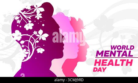 World mental Health Day Banner - Vektor-Illustration. Stock Vektor