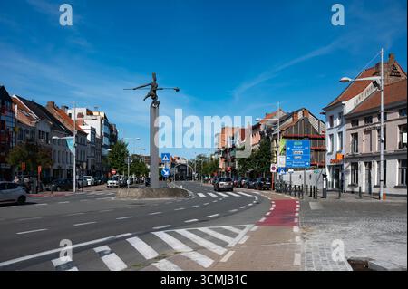 Marktplein oder Marktplatz der Stadt Eeklo, Ostflandern, Belgien 7. SEP 2025 Stockfoto
