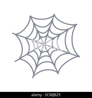 Abbildung: Spinnennetz isoliert auf weißem Hintergrund. Vektorumrissdarstellung eines grauen Spinnennetzes. Einfaches Clipart Stock Vektor