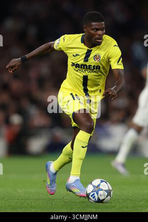 London, Großbritannien. September 2025. Thomas Partey von Villarreal während des Tottenham Hotspur gegen Villarreal UEFA Champions League Spiels im Tottenham Hotspur Stadium in London. Der Bildnachweis sollte lauten: Paul Terry/Sportimage Credit: Sportimage Ltd/Alamy Live News Stockfoto