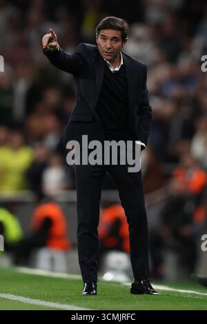 London, Großbritannien. September 2025. Marcelino, Manager von Villareal beim Spiel Tottenham Hotspur gegen Villarreal UEFA Champions League im Tottenham Hotspur Stadium in London. Der Bildnachweis sollte lauten: Paul Terry/Sportimage Credit: Sportimage Ltd/Alamy Live News Stockfoto