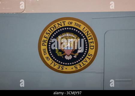 Stansted, Vereinigtes Königreich, 16. September 2025. Air Force One trifft London Stansted für den Staatsbesuch des US-Präsidenten Donald Trump am Flughafen London Stansted, Großbritannien, 16. September 2025 ein (Foto: Alfie Cosgrove/News Images) Credit: News Images LTD/Alamy Live News Stockfoto