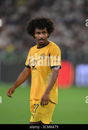 Turin, Italien. September 2025. Karim Adeyemi von Borussia Dortmund während des Spiels der UEFA Champions League 2025/26 zwischen Juventus FC und Borussia Dortmund im Juventus Stadion am 16. September 2025 in Turin. (Foto: Chris Ricco) Credit: Chris Ricco/Alamy Live News Stockfoto