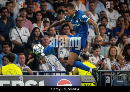 Madrid, Espagne. September 2025. Mason GREENWOOD aus Marseille während der UEFA Champions League, League-Phase, des 1. Spieltags zwischen Real Madrid CF und Olympique de Marseille am 16. September 2025 im Santiago Bernabeu Stadion in Madrid, Spanien - Foto Matthieu Mirville/DPPI Credit: DPPI Media/Alamy Live News Stockfoto