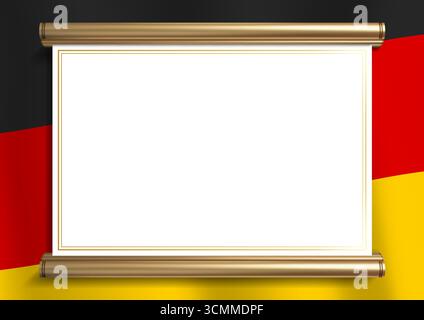 Eleganter Dokumentenrahmen mit deutschem Flaggenfarben und exquisitem Goldrand. Perfekt für Zertifikate, Diplome und offizielle Ankündigungen, horizontal Stock Vektor