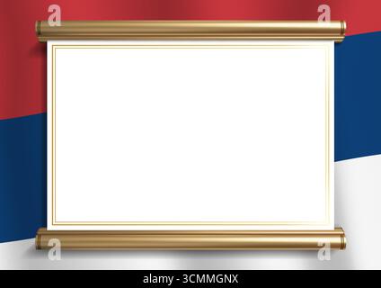 Eleganter Dokumentenrahmen mit serbischen Flaggenfarben und exquisitem Goldrand. Perfekt für Zertifikate, Diplome und offizielle Ankündigungen, horizonta Stock Vektor