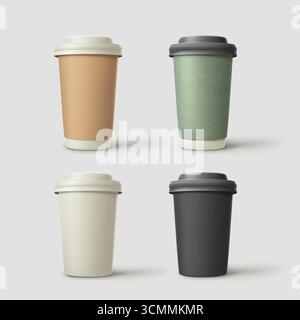 Realistische, umweltfreundliche Kaffeetassen im Set Stock Vektor
