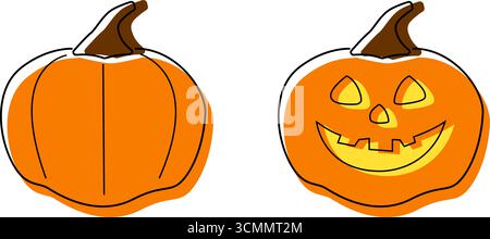 Kürbisse im Cartoon-Stil. Vektorillustration mit transparentem Hintergrund. Stock Vektor