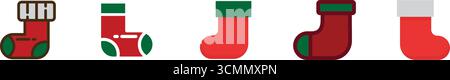 Buntes Set Socken Vektor Illustration. Mode, Kleidung und Accessoires ideal für Winterkleidung, Wäsche, Bekleidung und Textildesign. Stock Vektor