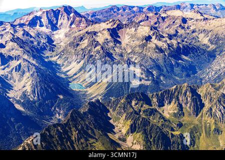 Französische pyrenäen aus der Vogelperspektive Stockfoto