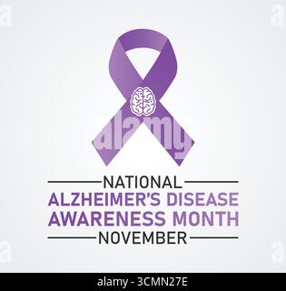 National Alzheimer Disease Awareness Month November. Banner für Post in sozialen Medien. Vektorabbildung Stock Vektor