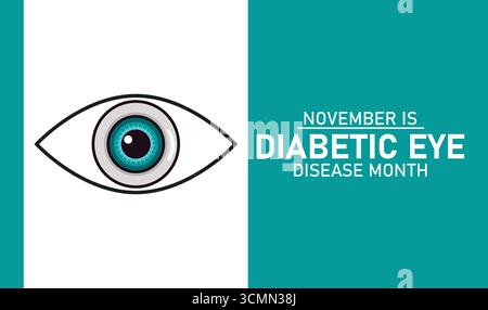 November ist Monat der diabetischen Augenkrankheit. Hintergrund, Poster, Postkarte, Bannerdesign. Vektorabbildung Stock Vektor