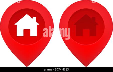 Pins für die Ausgangsposition auf transparentem Hintergrund. Vektorkarten-Symbole für UI-Design, Navigations-Apps oder Web Stock Vektor