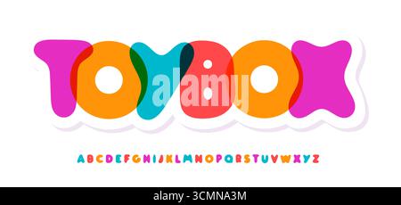 Verspieltes Ballon-Alphabet, farbige Zeichentrickbuchstaben mit fetten Luftpolsterbuchstaben, fröhliche Schriftart für die Kinderzone, Kinderparty-Logo, Vorschule Stock Vektor