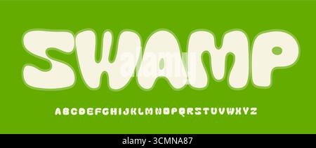 Zeichentrickmonster Titel Alphabet. Schwere, abgerundete Schleimlogoschrift. Grün Spooky Halloween Ghost Schriftart. Komische kindliche Typographie. Umweltfreundlich Stock Vektor