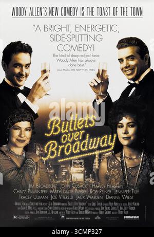Bullets Over Broadway (1994) von Woody Allen mit John Cusack, Dianne Wiest und Jennifer Tilly. Ein kämpfender Dramatiker in New York der 1920er Jahre kompromittiert seine künstlerische Integrität, als Gangster sein neues Stück zurückwerfen und einen Bodyguard mit kreativen Ideen zuweisen. Foto eines Original-Posters aus dem Jahr 1994 (USA), das NUR FÜR REDAKTIONELLE ZWECKE VERWENDET WIRD. Quelle: BFA / Miramax Films Stockfoto