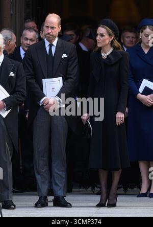 London, Großbritannien. September 2025. Prinz William, Prinz von Wales und Prinzessin von Wales bei der Beerdigung der Herzogin von Kent, Westminster Cat Stockfoto