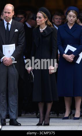 London, Großbritannien. September 2025. Prinz William, Prinz von Wales und Prinzessin von Wales bei der Beerdigung der Herzogin von Kent, Westminster Cat Stockfoto