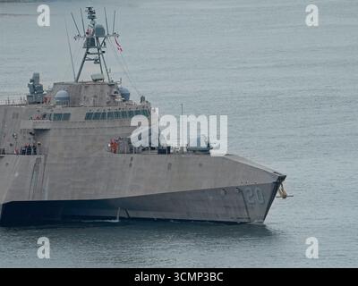 SINGAPUR – 17. SEPTEMBER 2025: Die USS Cincinnati (LCS-20) ist ein Gefechtsschiff der Unabhängigkeitsklasse der United States Navy. Stockfoto
