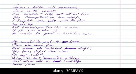 Antike Manuskriptessayseite in gekritzter kursiver Schrift Hand geschrieben mit Tinte völlig unleserlicher Unsinn Handschrift Vintage dekorativer Hintergrund Stock Vektor