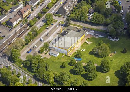 Luftaufnahme, Friedrich-Wennmann-Bad, Heissen - Mitte, Mühlheim an der Ruhr, Ruhrgebiet, Nordrhein-Westfalen, Deutschland, Badeanstalt, Baden Stockfoto