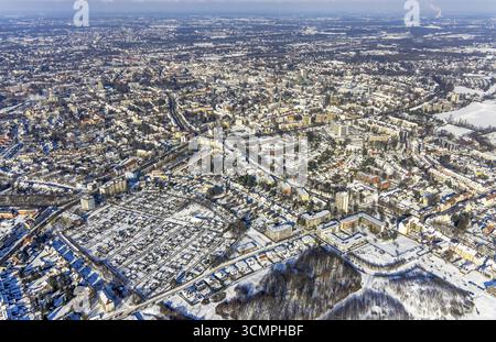 Luftaufnahme, Kleingartenverband Herne Sued, Ortsansicht Herne, Riemke, Bochum, Ruhrgebiet, Nordrhein-Westfalen, Deutschland, DE, Europa, Formen Stockfoto