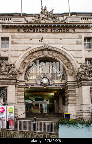 Waterloo Station an einem ruhigen Wintertag. Stockfoto