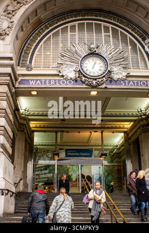 Waterloo Station an einem ruhigen Wintertag. Stockfoto