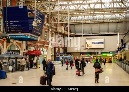 Waterloo Station an einem ruhigen Wintertag. Stockfoto