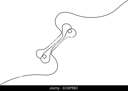 Abstrakte schwarze Strichkunst Hundeknochenform mit wirbelnden Linien auf weißem Hintergrund schwarz-weiß Stock Vektor