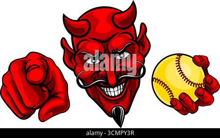 Illustration Des Devil Softball Ball Sport Team Maskottchens Stock Vektor