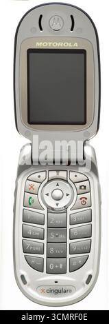 Handy auf weißem Hintergrund Stockfoto