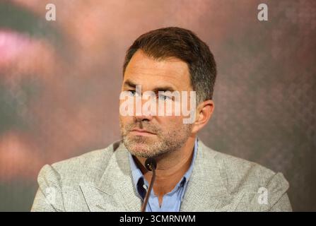 Promoter Eddie Hearn während einer Pressekonferenz im Tottenham Hotspur Stadium, London. Bilddatum: Mittwoch, 17. September 2025. Stockfoto