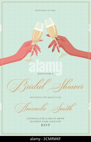 Elegante Braut Dusche Karte Vektor Illustration. Stock Vektor