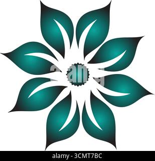 Ein geometrischer, abstrakter und künstlerischer Look, eine Blume, Mandalas, oder dekoratives Muster, Blume, die einen Verlaufseffekt verleiht. Stock Vektor