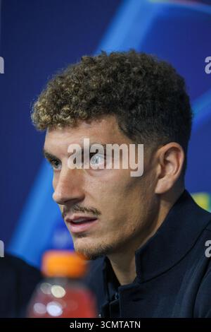 Munchester, Munchester, Inghilterra. September 2025. Giovanni Di Lorenzo (capitano) vom SSC Napoli während der Pressekonferenz vor dem Spiel am 17. September 2025 in der Champions League zwischen Manchester City und Neapel im Etihad Stadium in Manchester. (Kreditbild: © Fabio Sasso/ZUMA Press Wire) NUR REDAKTIONELLE VERWENDUNG! Nicht für kommerzielle ZWECKE! Stockfoto