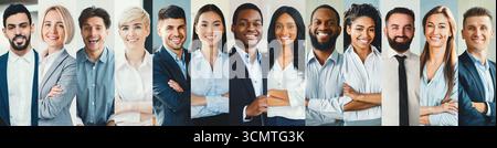 Vielfältige Gruppe von Fachleuten, die sich in einem modernen Geschäftsumfeld bei Daytime Generative AI ausgeben Stockfoto