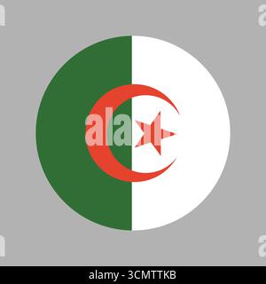 Flaggenkennzeichen Algerien. Afrikanisches Länderflaggenbanner. Flaggensymbol der Nationalrunde Algerien. Stock Vektor