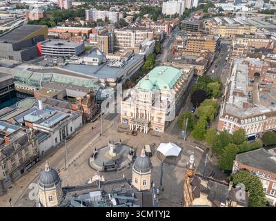 Luftaufnahme von Hull City Hall, Queen Victoria Square, Hull (HU1), Großbritannien. Stockfoto