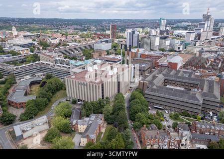 Luftaufnahme des Leeds General Infirmary, Leeds, West Yorkshire, Großbritannien. Stockfoto