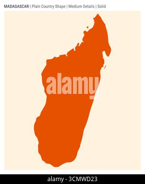 Madagaskar einfache Landkarte. Mittlere Details. Solide Ausführung. Die Form Madagaskars. Vektorabbildung. Stock Vektor