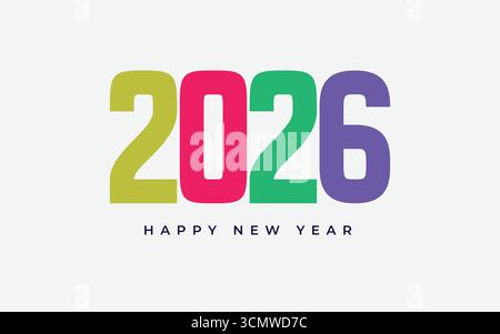 2026, Neujahr 2026, Designvorlage mit Typografie-Logo 2026 zur Feier und Dekoration der Saison. Minimalistisches Neues Logo. Stock Vektor